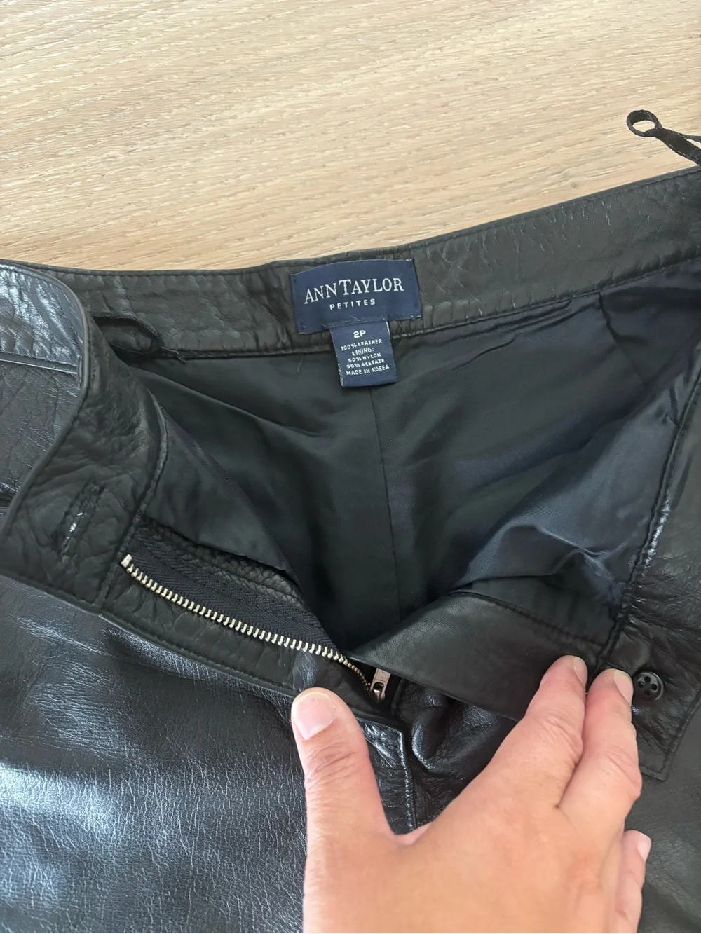 Vintage 90s Ann Taylor Petites 100% Leather Pants Black Straight Leg Size 2P